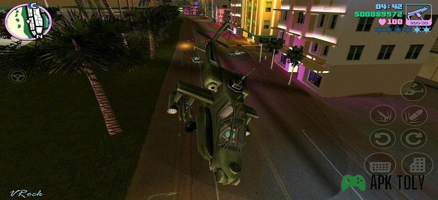  GTA Vice City Mod Apk Helicopter Navigation on the Streets